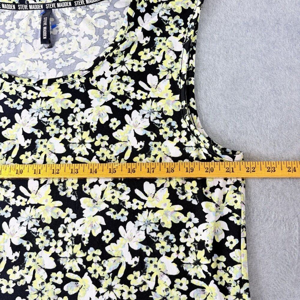 STEVE MADDEN Floral Sleeveless Tank Top Women’s 2X Black Yellow Casual - Picture 5 of 8